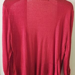 Vibrant Red Cardigan with Long Sleeves and High Neckline